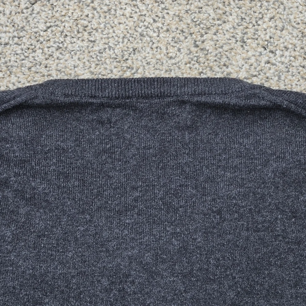 J Crew Cashmere Cotton Sweater Charcoal Gray V Neck Slim Fit Mens Size Medium